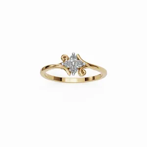 Elegant Design Fourfold Lab Grown <b>Diamond</b> <b>Ring</b> in 18K Yellow Gold 4 Pieces Round Cut Luxury Style IGI Certified Women's - Product Image 1