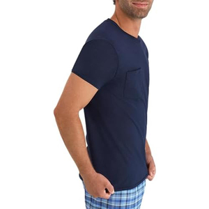 T-shirt en jersey de coton 100% uni à manches courtes et col rond pour homme, coupe classique, décontracté, design uni, idéal pour la gym - Product Image 4