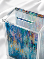 Acryl-Tzedakah-Box für Wohltätigkeit - Moderne Spendenbox mit Abstrakter Kunst - Jüdisches Geschenk - Dekorative Lucite-Tzedakah-Box