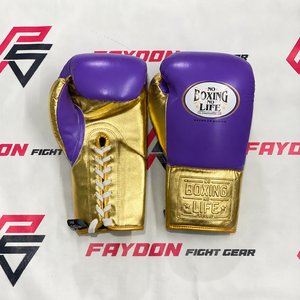 Nouveaux gants de boxe personnalisés, modèle No Boxing No Life, rose doré, à lacets, réglables avec fermeture auto-agrippante, en cuir de qualité supérieure, faits à la main. - Product Image 2