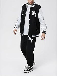 Veste d'hiver confortable pour homme, style Letterman, col rond, logo sur le devant, coupe-vent, respirante, séchage rapide, haute qualité, écologique, 100% coton - Product Image 2