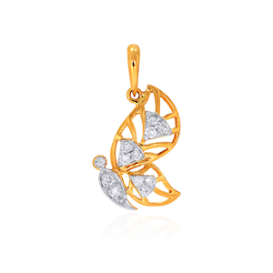 Pendentif en or jaune avec diamants de laboratoire taille ronde, design romantique, bijoux pour femme à porter au quotidien - Product Image 2