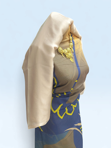 Conjunto de Tela Dirac Suiza Azul y Dorado Premium - Elegante Traje Tradicional Somalí con Chal y Borde a Juego - Product Image 2