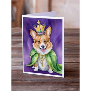 Corgi King of Mardi Gras Whimsical A7 Tarjetas de notas en blanco Paquete de 8 con sobres Tarjetas de felicitación de tamaño 5x7 - Product Image 2