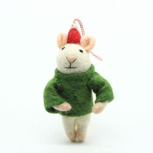 Handmade Felt Christmas Mouse Ornament - Product Image 5