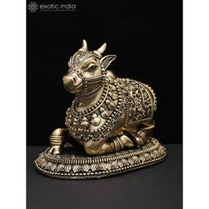 Petite statue en laiton de Nandi-Vahana du seigneur Shiva Sculpture superfine - Product Image 4