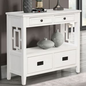 Mesa Consola de Madera de Pino Estilo Rústico de 36 Pulgadas con 4 Cajones y 1 Estante de Almacenamiento para Entrada, Sala de Estar o Dormitorio - Product Image 1