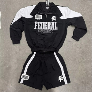 ชุดเซ็ตเสื้อแจ็คเก็ตและกางเกงขาสั้นผู้ชายแบบ OEM สั่งทำได้ ขายดี คุณภาพพรีเมียม ผลิตจากไนลอน กันลม รุ่นใหม่ล่าสุด - Product Image 1