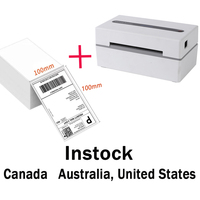 Impresora Térmica de Etiquetas de Envío de 4 Pulgadas (110 mm) para USB, 25 Etiquetas de Código de Barras de 108 mm, POS, Stock, Canadá, Australia, EE. UU.