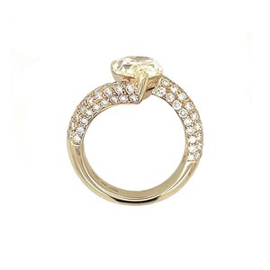 Anillo de diamante cultivado en laboratorio de 2 quilates con corte de pera, color amarillo, diseño de lágrima, oro sólido de 14 quilates, regalo de joyería para aniversario o promesa, para pareja. - Product Image 3