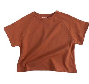 Vêtements pour enfants, t-shirt à manches courtes, été, couleur unie, col rond, décontracté, 100% coton - Product Image 6