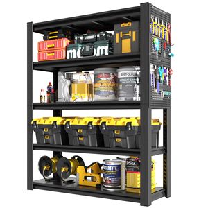 Estantería Metálica Ajustable de 5 Niveles y 78 Pulgadas de Alta Resistencia con Panel Perforado para Garaje, Almacén u Oficina - Product Image 1