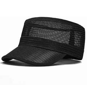 Unisex Breathable Cotton Mesh Sublimation Printed <b>Flat</b> Cap Casual Outdoor Summer <b>Hat</b> 56-58CM Black - Product Image 2