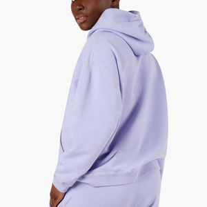 Sweat-shirt à capuche violet clair pour femme avec poche avant, pull décontracté pour l'hiver, haut de jogging - Product Image 2