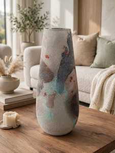 Jarrón Alto de Cerámica Esmaltada Mate, Estilo Shabby Chic, Hecho a Mano, para Hogar u Oficina - Product Image 1