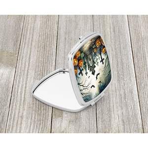 Spooky Halloween Compact <b>Makeup</b> <b>Mirror</b> Graveyard Decorative <b>Travel</b> Folding Handheld for Women and Girls Pocket Gifts - Product Image 2