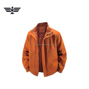 Veste utilitaire classique pour homme, doublée polaire, à motif uni, avec broderie personnalisée, col montant, boutons recouverts, respirante et chaude pour l'hiver - Product Image 3