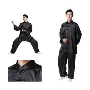 Uniforme de Kung Fu noir personnalisé pour étudiants, 100% coton respirant, vêtements d'entraînement d'arts martiaux, logo personnalisé, uniforme de Kung Fu - Product Image 3