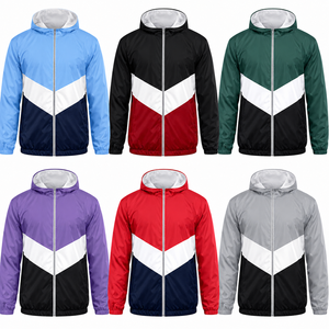 Chaqueta Cortavientos Ligera Personalizada para Hombre, con Capucha y Cremallera Completa, Impermeable, Cortavientos, Deportiva, para Correr, con Bloques de Color, Marca Privada - Product Image 2