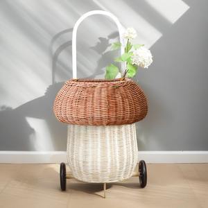 Cestas de mimbre con forma de bellota para la escuela y el hogar, carrito de almacenamiento para niños, pequeñas cestas tipo luggy. - Product Image 1