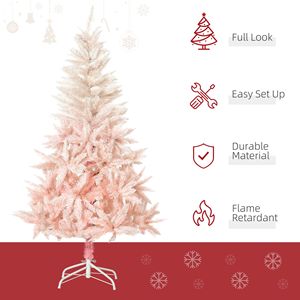 Albero di Natale a Matita Rosa da 2,1 m con Supporto in Metallo, Albero Artificiale in PET ad Apertura Automatica per Decorazioni Natalizie Domestiche - Product Image 4