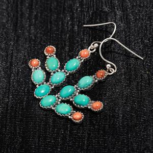 Boucles d'oreilles pendantes en turquoise bleue, argent sterling 925, faites à la main, bijoux pour femme, forme ovale, turquoise - Product Image 1