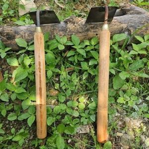 Mini houe de jardin en acier épais de haute qualité, outil de désherbage de 8 cm, manche en bois de 35 cm, cultivateur manuel pour le jardinage et l'agriculture - Product Image 1