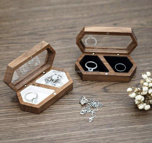 Rectangle <b>Wooden</b> Square Ring <b>Box</b> with Clear Window Magnetic Closure Customized Travel Jewelry Storage Organizer for Proposal - Product Image 1