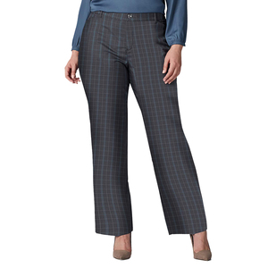 Pantalones de Vestir a Cuadros Grises de Cintura Alta para Mujer, Talla Grande, Pantalones de Oficina, Pierna Recta, Formales, Casuales de Negocios, Estampados, con Logotipo Personalizado - Product Image 2