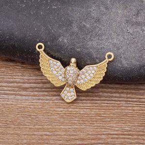 Collier pendentif en forme de colombe de la paix, couleur or, en cuivre, style hip-hop, pour fête, anniversaire, cadeau pour femme, vente en gros - Product Image 2