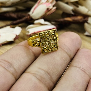 Trendy Design Filigree <b>Rings</b> Boho Brass Square Women 18k Gold Plated Geometric Geometric Statement Wholesale/OEM/ODM - Product Image 2