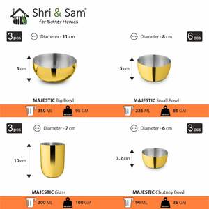 Majestic Juego de cena de acero inoxidable de 42 piezas (3 personas) Juegos de vajilla elegantes con revestimiento de PVD dorado - Product Image 5