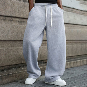 Pantalones de chándal de forro polar grueso de pierna ancha para hombre, estilo oversize, holgados, informales, con personalización de marca - Product Image 2