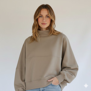 Sweat-shirt d'hiver surdimensionné à col montant et manches longues pour femme, personnalisé 2026, avec logo frontal, vêtements de gros de haute qualité - Product Image 1
