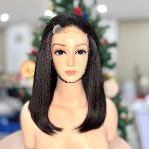 Perruque à fermeture en dentelle, cheveux de qualité supérieure, super double trame, texture lisse Yaki, couleur naturelle, perruques en cheveux humains vietnamiens - Product Image 1