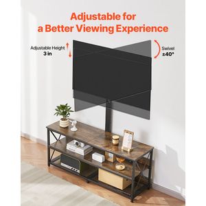 Supporto TV Regolabile in Altezza da 48 Pollici con Montaggio per TV da 75 Pollici e Presa di Corrente Integrata - Mobile TV per Centro Intrattenimento - Product Image 5