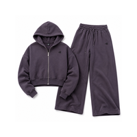 Ensembles de sweats à capuche courts et de joggings surdimensionnés pour femmes, avec logo personnalisé, vente en gros, streetwear décontracté, fabrication à faible MOQ