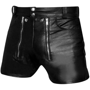 Men's Fashion PU <b>Leather</b> High Waist Drawstring Closure Breathable Eco-Friendly Streetwear Casual <b>Shorts</b> OEM - Product Image 5