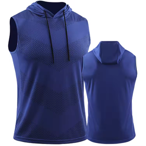 Chaleco informal holgado con capucha para hombre, chaleco deportivo con media cremallera para hombre, camiseta sin mangas de secado rápido para hombre - Product Image 4