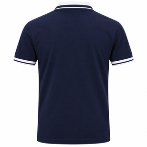 Camiseta Polo Azul Marino para Hombre, Corte Ajustado, Manga Corta, Cuello con Ribete a Rayas, Ropa Deportiva Casual de Golf, Venta al Por Mayor - Product Image 2