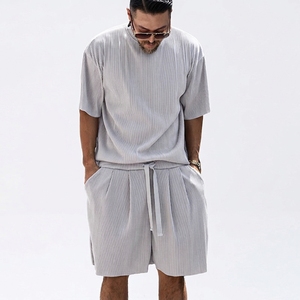 Conjunto Casual de Verano para Hombre, Camiseta y Pantalones Cortos de Tela No Tejida, 2 Piezas, Algodón Jersey de Secado Rápido - Product Image 6
