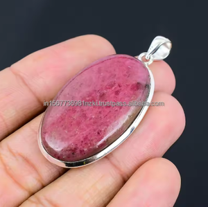 Pendentif rhodonite en argent sterling 925 pendentif en pierres précieuses bijoux faits à la main cadeau collier en rhodonite beau pendentif cadeau pour lui - Product Image 4