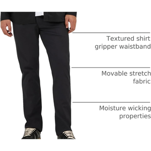 Pantalones Casuales de Pierna Recta para Hombre, Cintura Media, Negros, de Poliéster Oxford, Antiarrugas, Cierre de Cremallera, Ligeros, para Verano - Product Image 4