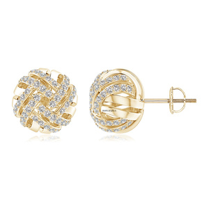 Pendientes de Diamantes Cultivados en Laboratorio con Nudo Entrelazado, Adornos Pavé, Baño de Rodio, Oro de 10K/14K/18K, Plata de Ley 925/935 - Product Image 2