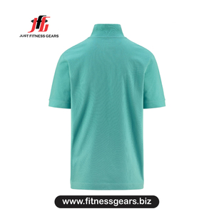 เสื้อโปโลแขนสั้นสีเขียวอมฟ้าสำหรับผู้ชาย ทรงลำลอง ผ้าทอออกซ์ฟอร์ด สีพื้น - Product Image 2