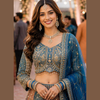 Lehenga Choli semi-cousu en tissu papillon à sequins, avec dupatta élégant, prix de gros par Royal Export