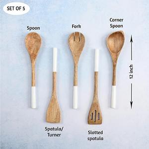 Utensilios de cocina de madera para alimentos Espátula de madera para cocinar Cubiertos de cocina de alta calidad hechos a mano naturales - Product Image 3