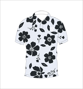เสื้อโปโลพิมพ์ลายดอกไม้สีขาวดำสำหรับผู้ชาย เสื้อแขนสั้นลำลองสำหรับฤดูร้อน คอปกติดกระดุม เสื้อยืดระบายอากาศน้ำหนักเบา - Product Image 1