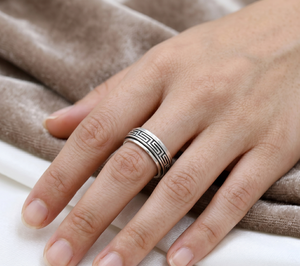 Unique Handmade Top Quality 925 Silver Texture Unisex <b>Spinner</b> <b>Ring</b> Anxiety Healing Thumb Band <b>Ring</b> Fine Jewelry for Wholesale - Product Image 5
