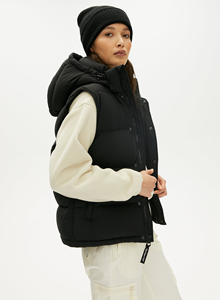 Custom Logo Sleeveless Memory Unisex Puffer <b>Down</b> <b>Vest</b> Winter Casual Black <b>Women</b> Jacket with Hood Windproof Puffer <b>Vest</b> for <b>Women</b> - Product Image 5